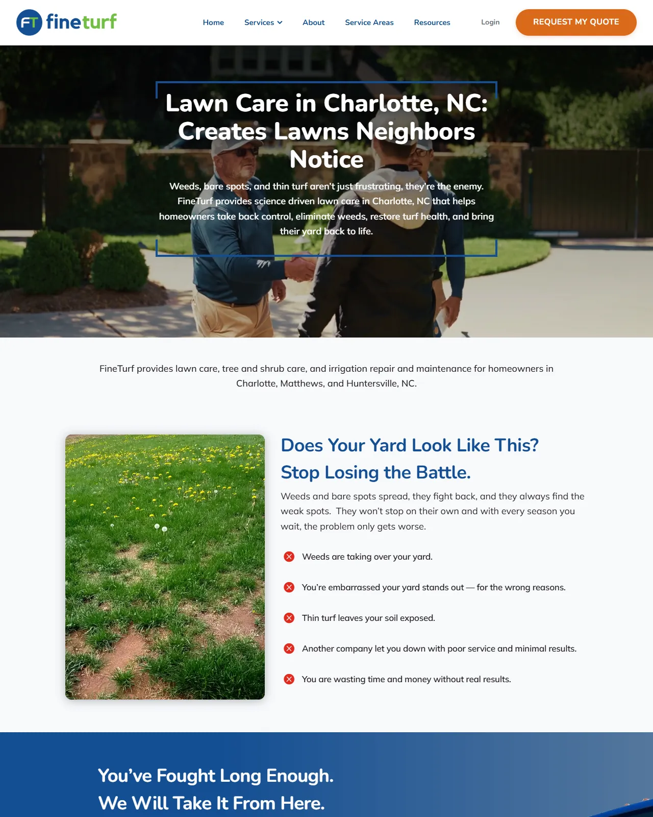 FineTurf Lawn Care homepage
