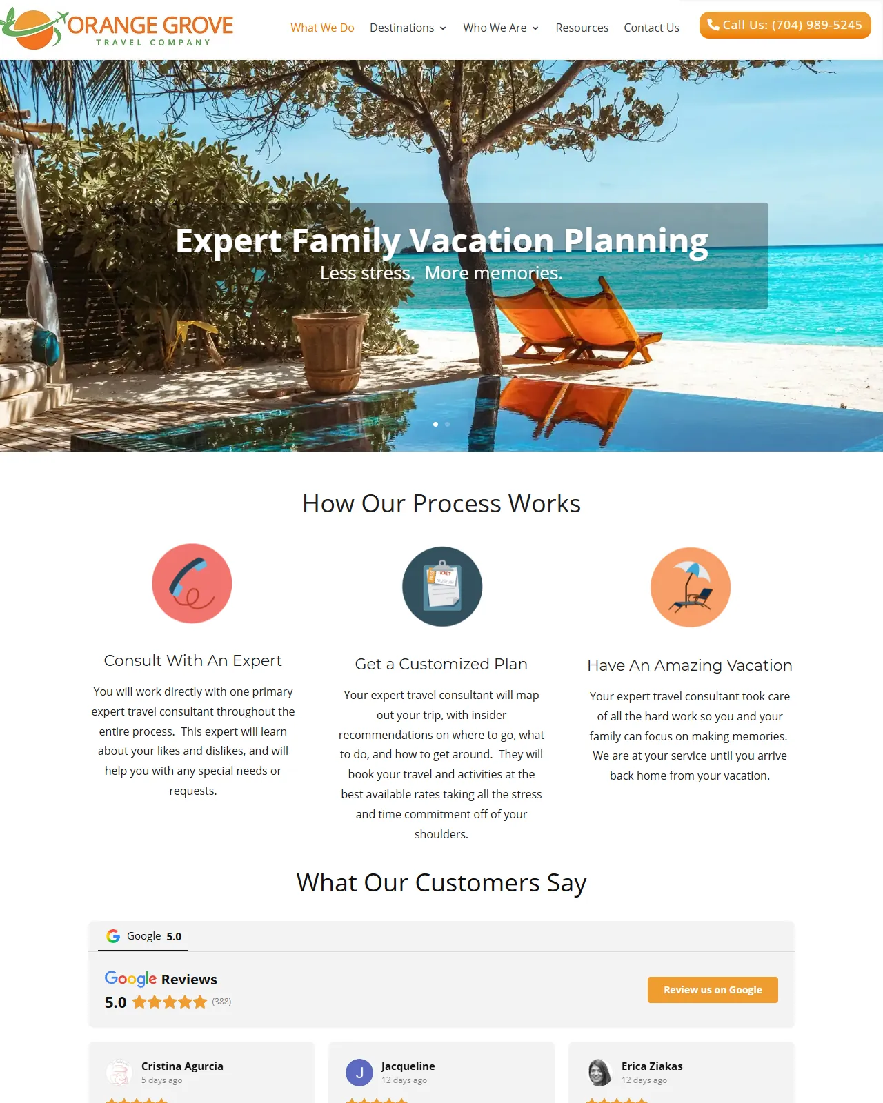Orange Grove Travel Company homepage
